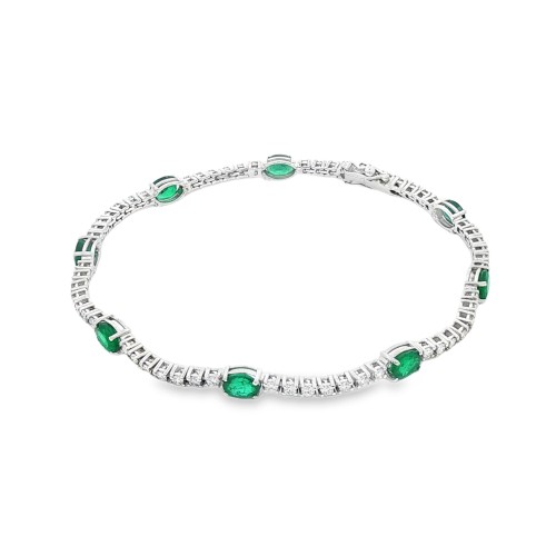 Bracciale Smeraldi ct 2,57 Diamanti ct 1,16 F VS Oro 18 kt 7,2 gr