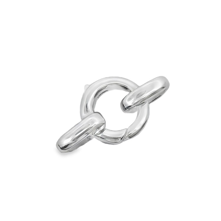 Chiusura Moschettone Rotondo con termilale misure 8,4x8,4x2,4 mm Oro Bianco 18 kt 1,34 gr