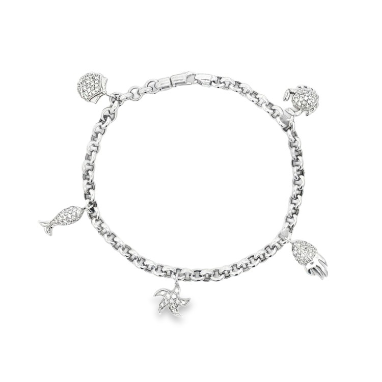 Bracciale Pendenti Mare Diamanti ct 0,53 Oro 18 kt