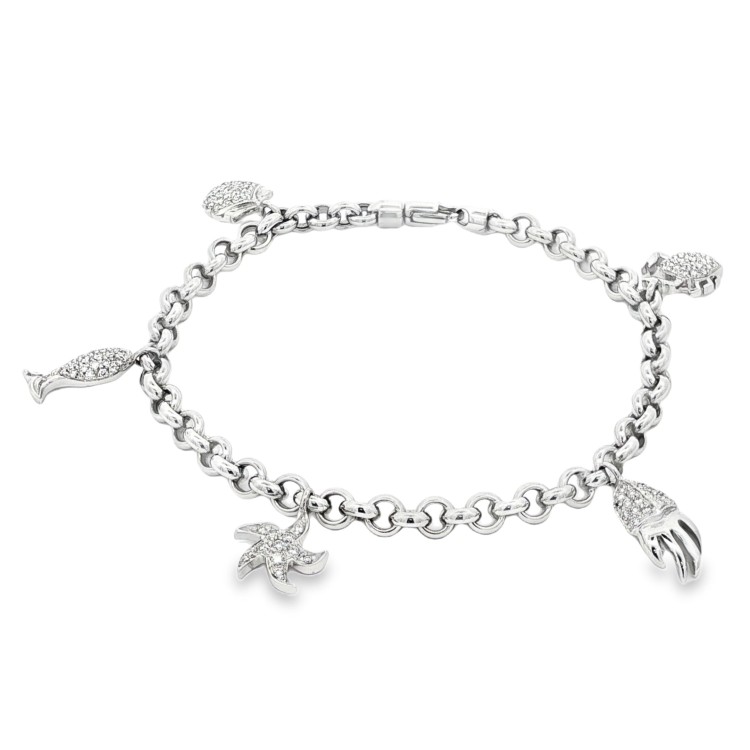 Bracciale Pendenti Mare Diamanti ct 0,53 Oro 18 kt