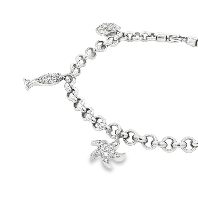 Bracciale Pendenti Mare Diamanti ct 0,53 Oro 18 kt