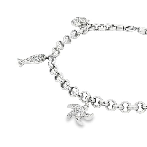 Bracciale Pendenti Mare Diamanti ct 0,53 Oro 18 kt