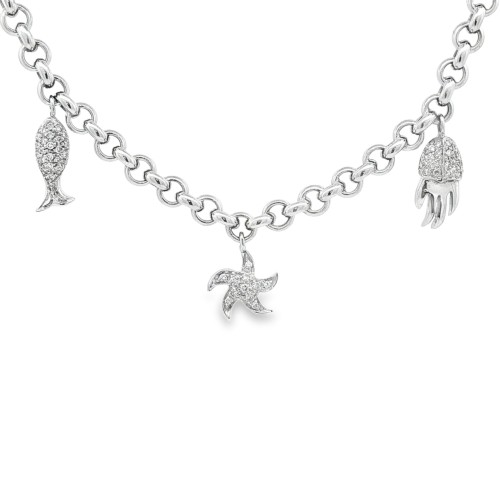 Bracciale Pendenti Mare Diamanti ct 0,53 Oro 18 kt