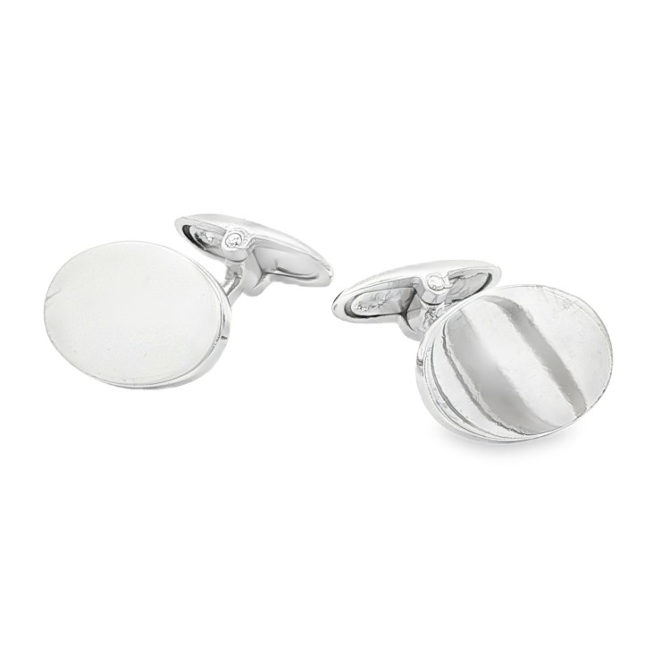 Gemelli Polsini Ovali Lucidi in Argento 925 colore Silver misura 15 x 11 x 1,7 mm 10 gr