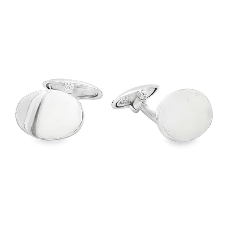 Gemelli Polsini Ovali Lucidi in Argento 925 colore Silver misura 15 x 11 x 1,7 mm 10 gr
