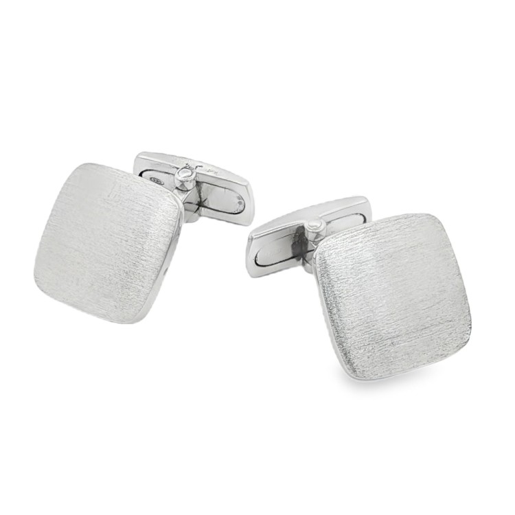 Gemelli Polsini Quadrato Schermo Satinati in Argento 925 Rodiati misura 14,10 x 14,10 mm 11 gr