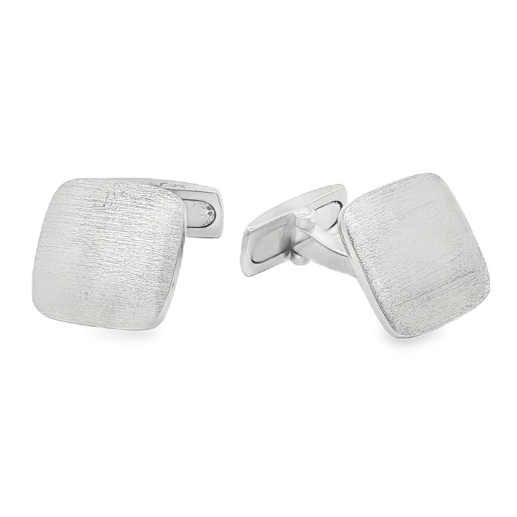 Gemelli Quadrato Schermo Satinati in Argento 925 Rodiati misura 14,10 x 14,10 mm 11 gr