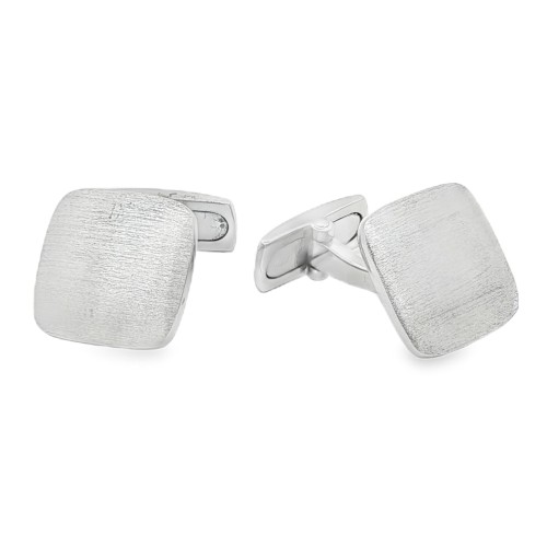 Gemelli Quadrato Schermo Satinati in Argento 925 Rodiati misura 14,10 x 14,10 mm 11 gr