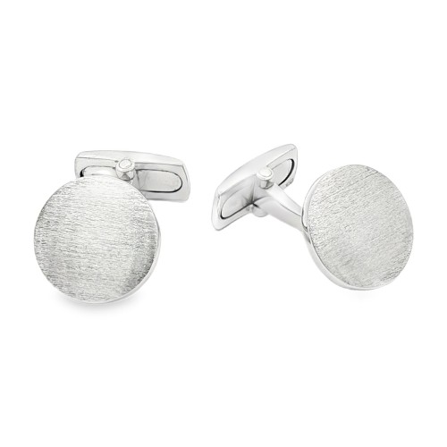 Gemelli Polsini Rotondi Satinati in Argento 925 Rodiati misura 13,8 mm 9,40 gr