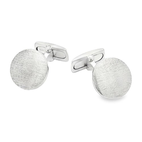 Gemelli Polsini Rotondi Satinati in Argento 925 Rodiati misura 13,8 mm 9,40 gr