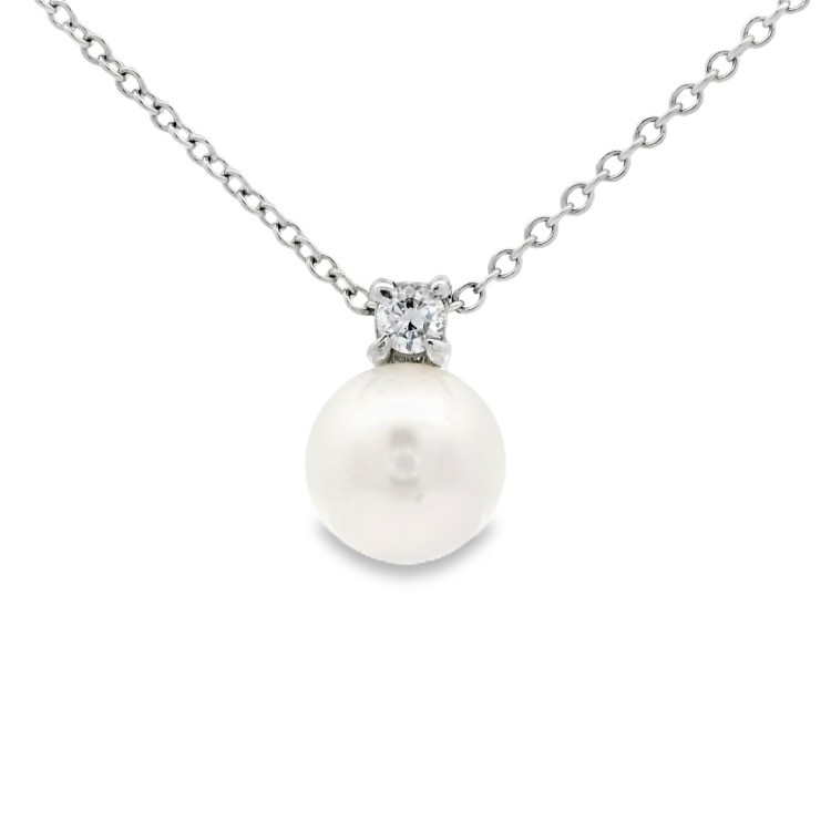 Collana Perla 7,9 mm Diamante ct 0,08 Oro 18 kt