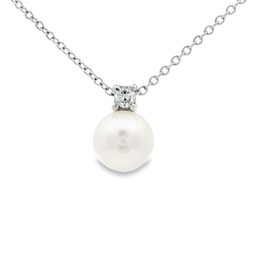 Collana Perla 7,9 mm Diamante ct 0,08 Oro 18 kt