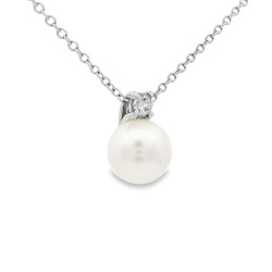 Collana Perla 7,9 mm Diamante ct 0,08 Oro 18 kt 2