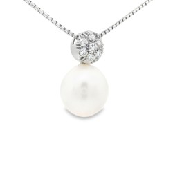 Collana Perla Fantasia Diamanti ct 0,22 Oro 18 kt 2