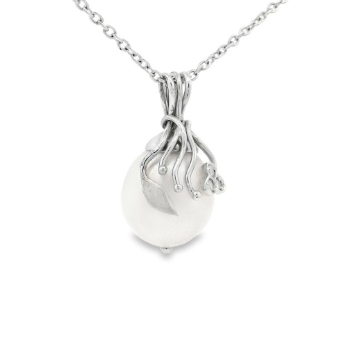 Collana Perla Acqua dolce 11 mm Diamante ct 0,02 Oro 18 kt