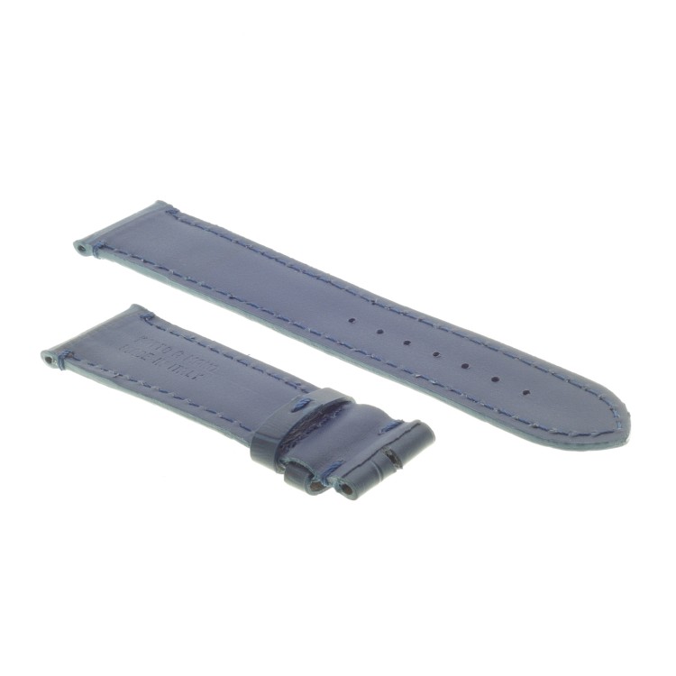 Cinturino Sartoriale Stampa Alligatore Blu Opaco 21/18 mm B45N. Impuntura su anse e fibba.