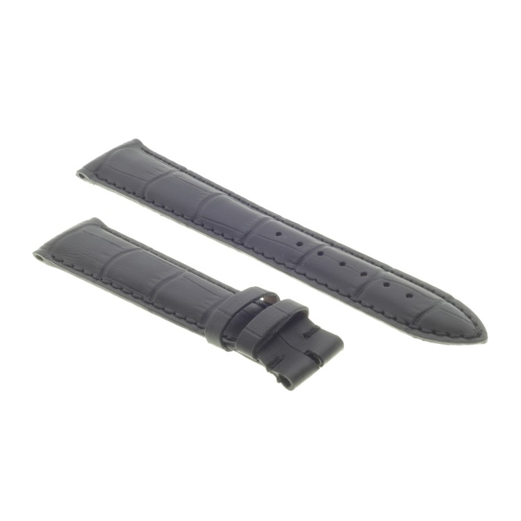 Cinturino Sartoriale Stampa Alligatore Nero Opaco 19/16 mm B30B.