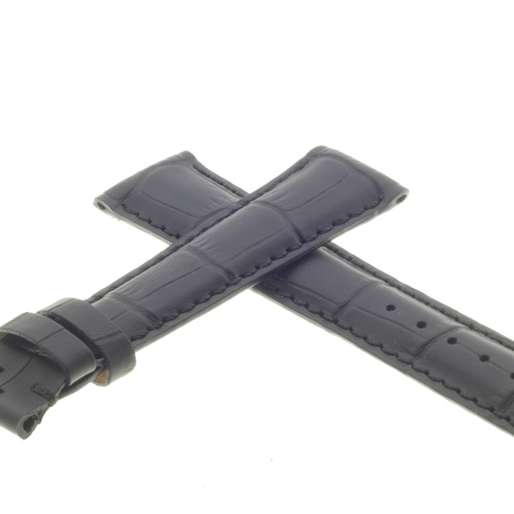 Cinturino Sartoriale Stampa Alligatore Nero Opaco 19/16 mm B30B.