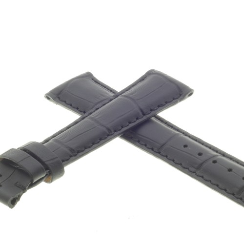 Cinturino Sartoriale Stampa Alligatore Nero Opaco 19/16 mm B30B.