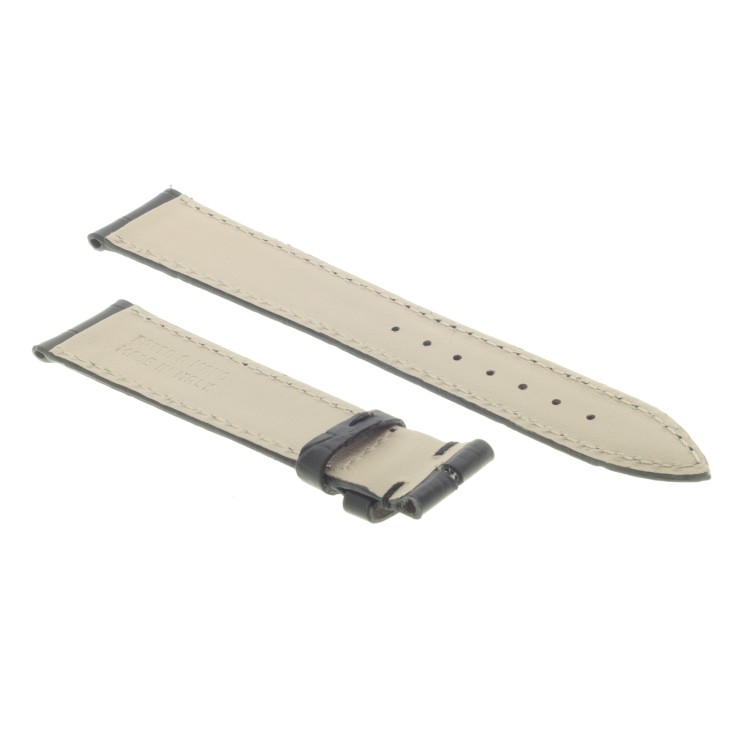 Cinturino Sartoriale Stampa Alligatore Nero Opaco 19/16 mm B30B.