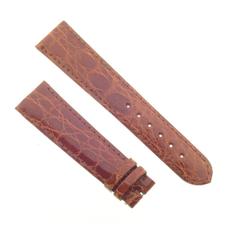 Zenith Cinturino V Coccodrillo Marrone Gold Lucido 21/18 mm cucito piatto spessore 4,3 mm lunghezza 80/115 mm.