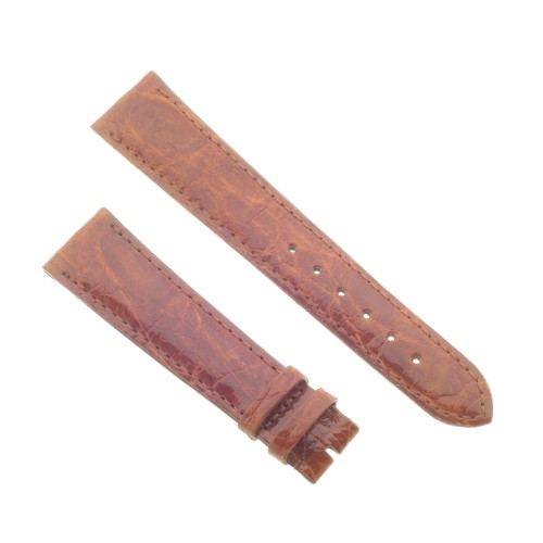Zenith Cinturino Vintage Coccodrillo Marrone Gold Lucido 20/16 mm cucito piatto spessore 4 mm lunghezza 80/115 mm.