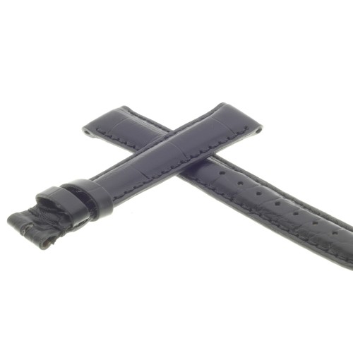 Cinturino Misure adatte a CARTIER Alligatore Nero opaco 15/14 mm B40B Fibbia Ardiglione
