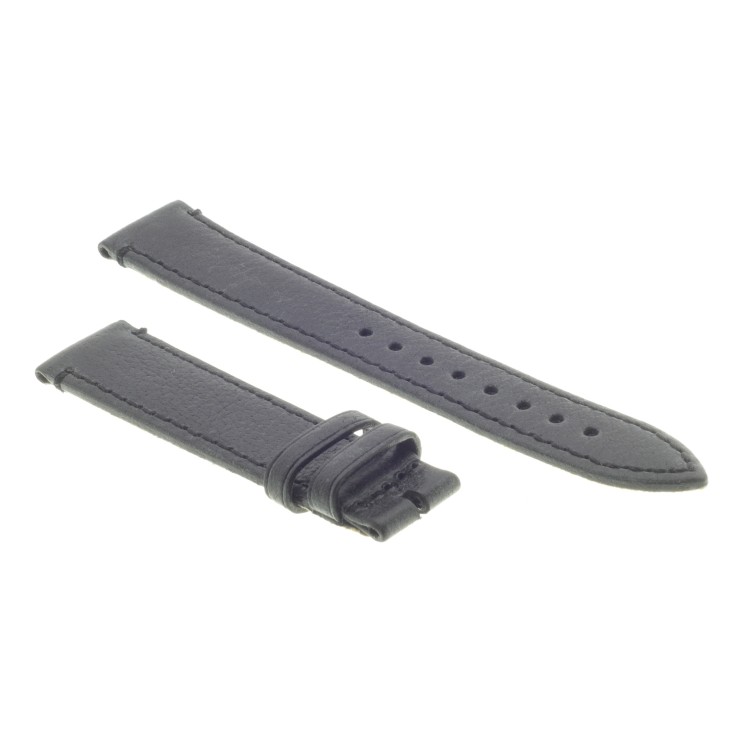 Cinturino Pelle Bufalo Cucito a Mano Nero opaco 18/16 mm B4B classico.