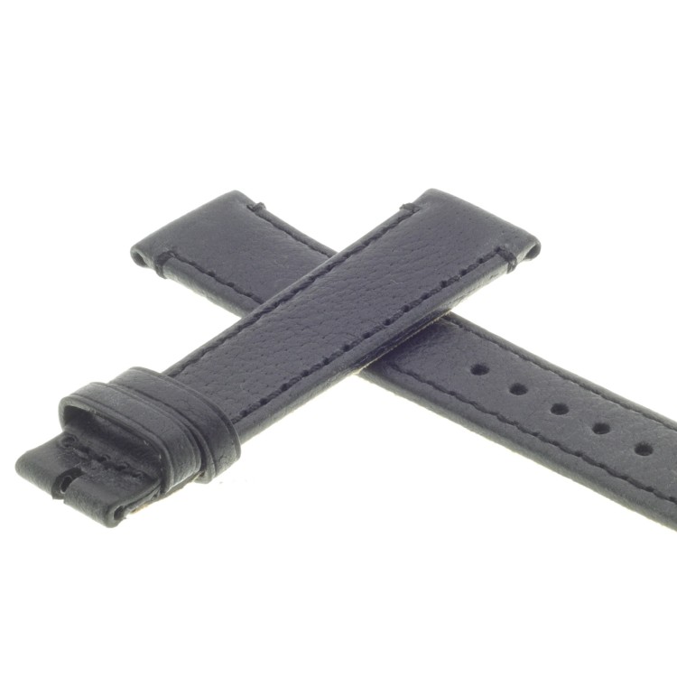 Cinturino Pelle Bufalo Cucito a Mano Nero opaco 18/16 mm B4B classico.