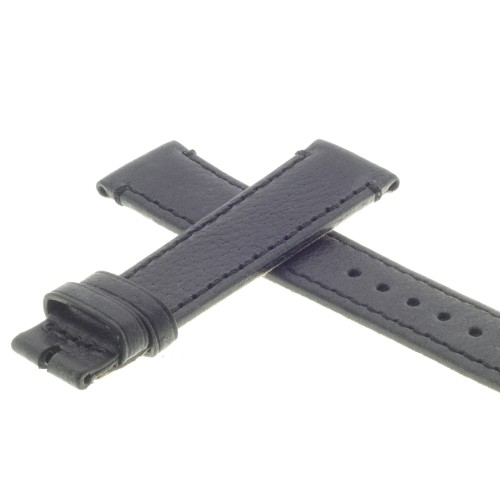 Cinturino Pelle Bufalo Cucito a Mano Nero opaco 18/16 mm B4B classico.