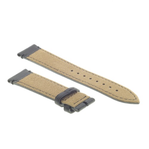 Cinturino Pelle Bufalo Cucito a Mano Nero opaco 20/18 mm B4B classico.