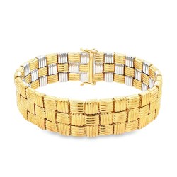 Bracciale Piatto Double Face MISURA 19,3 cm x 18 X 3,9 mm Oro Bianco e Giallo750 18 kt 43,02 gr 2