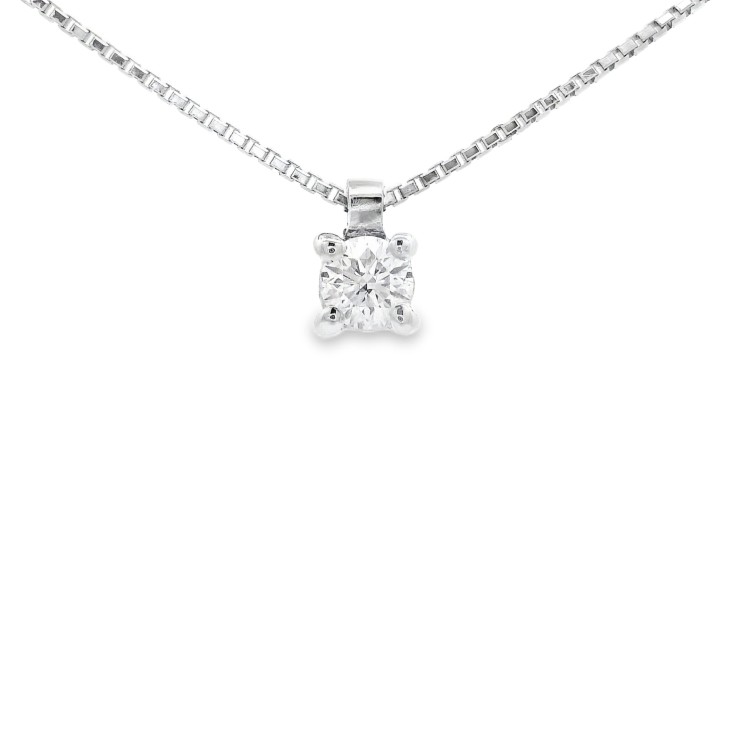 Collana Punto Luce 4GF Diamante ct 0,12 E VS ro Bianco 750 18 kt  1,78 gr