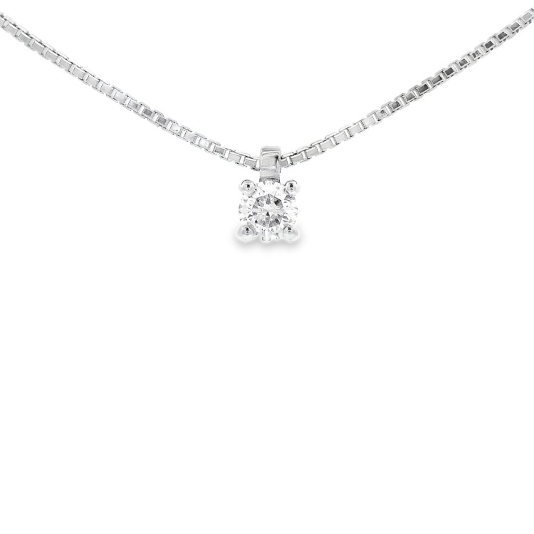 Collana Punto Luce 4GF Diamante ct 0,15 F VS2 Oro Bianco 750 18 kt 2,66 gr