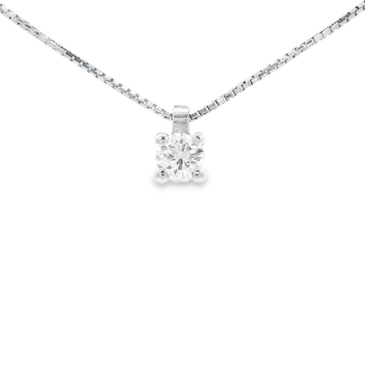 Collana Punto Luce 4GF Diamante ct 0,17 F VS Oro Bianco 750 18 kt 1,91 gr