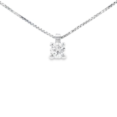 Collana Punto Luce 4GF Diamante ct 0,17 F VS Oro Bianco 750 18 kt 1,91 gr