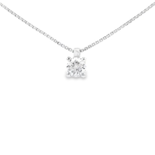 Collana Punto Luce 4GF Diamante ct 0,19 E VS2 GIA Laser Oro Bianco 750 18 kt  1,91 gr