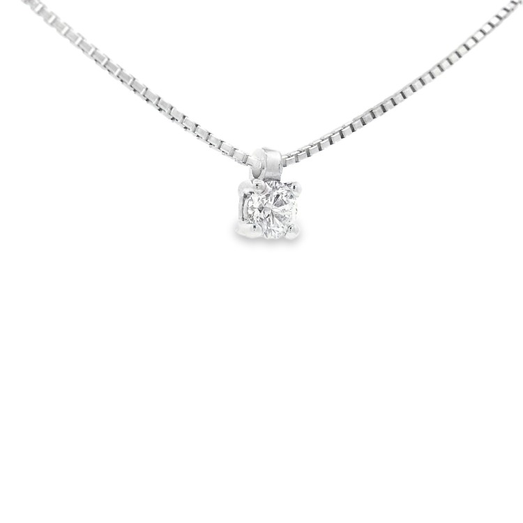 Collana Punto Luce 4GF Diamante ct 0,15 F VS2 Oro Bianco 750 18 kt 2,66 gr