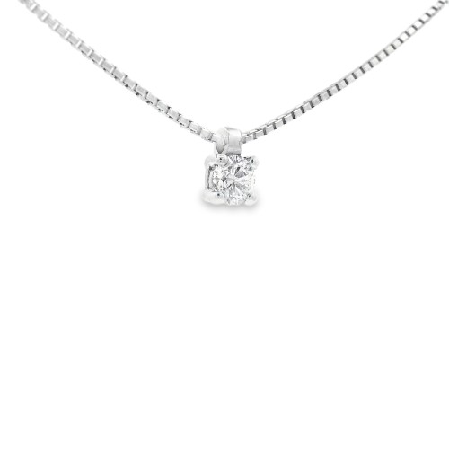 Collana Punto Luce 4GF Diamante ct 0,15 F VS2 Oro Bianco 750 18 kt 2,66 gr