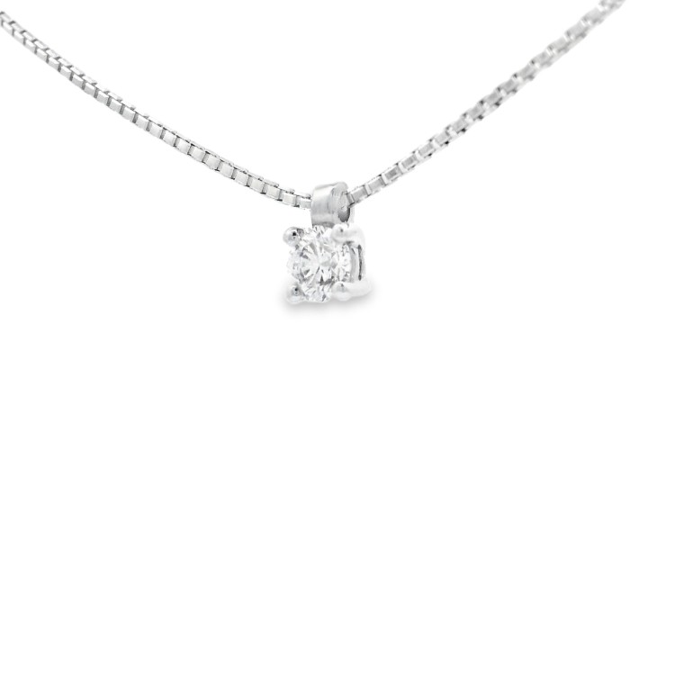 Collana Punto Luce 4GF Diamante ct 0,15 F VS2 Oro Bianco 750 18 kt 2,66 gr