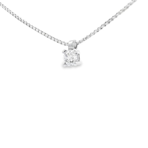Collana Punto Luce 4GF Diamante ct 0,15 F VS2 Oro Bianco 750 18 kt 2,66 gr