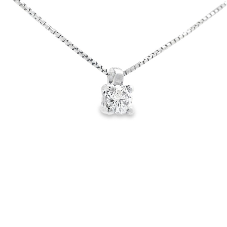 Collana Punto Luce 4GF Diamante ct 0,17 F VS Oro Bianco 750 18 kt 1,91 gr