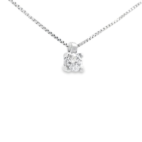 Collana Punto Luce 4GF Diamante ct 0,17 F VS Oro Bianco 750 18 kt 1,91 gr