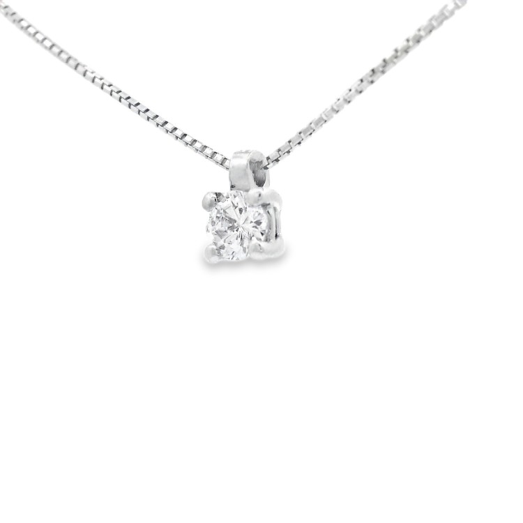 Collana Punto Luce 4GF Diamante ct 0,17 F VS Oro Bianco 750 18 kt 1,91 gr