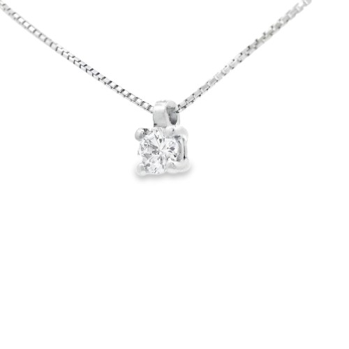 Collana Punto Luce 4GF Diamante ct 0,17 F VS Oro Bianco 750 18 kt 1,91 gr