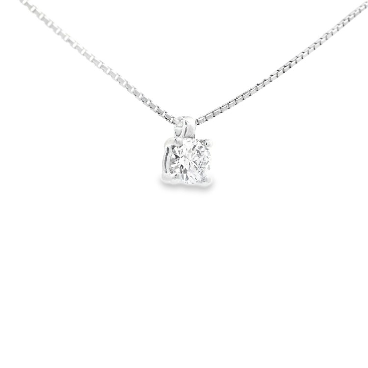 Collana Punto Luce 4GF Diamante ct 0,19 E VS2 GIA Laser Oro Bianco 750 18 kt  1,91 gr