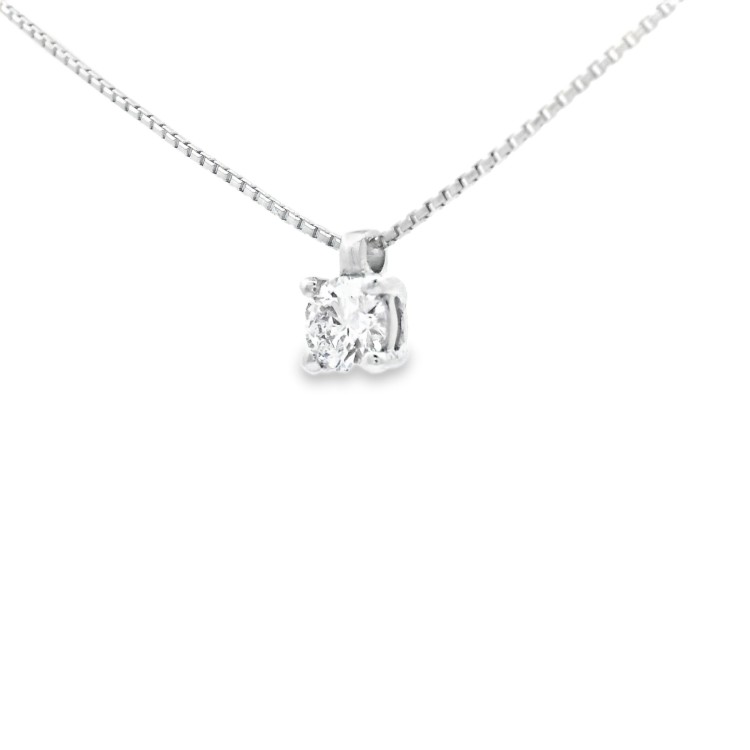 Collana Punto Luce 4GF Diamante ct 0,19 E VS2 GIA Laser Oro Bianco 750 18 kt  1,91 gr