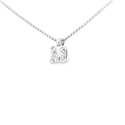 Collana Punto Luce 4GF Diamante ct 0,19 E VS2 GIA Laser Oro Bianco 750 18 kt  1,91 gr
