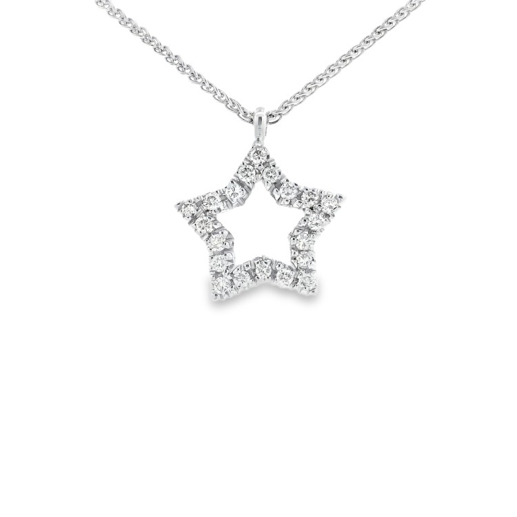 Collana Pendente Stella Diamanti ct 0,19 Oro 18 kt