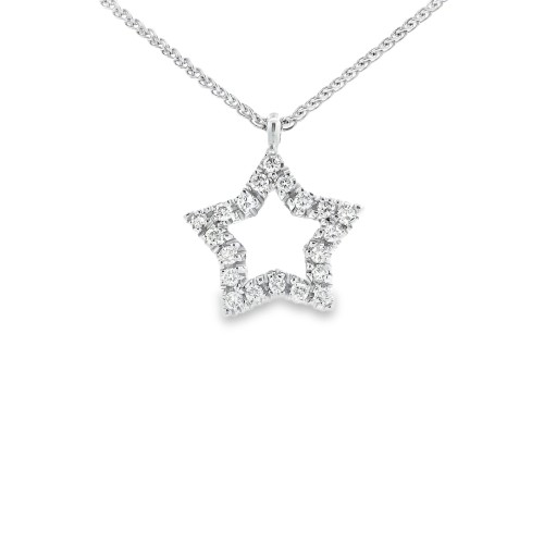 Collana Pendente Stella Diamanti ct 0,19 Oro 18 kt